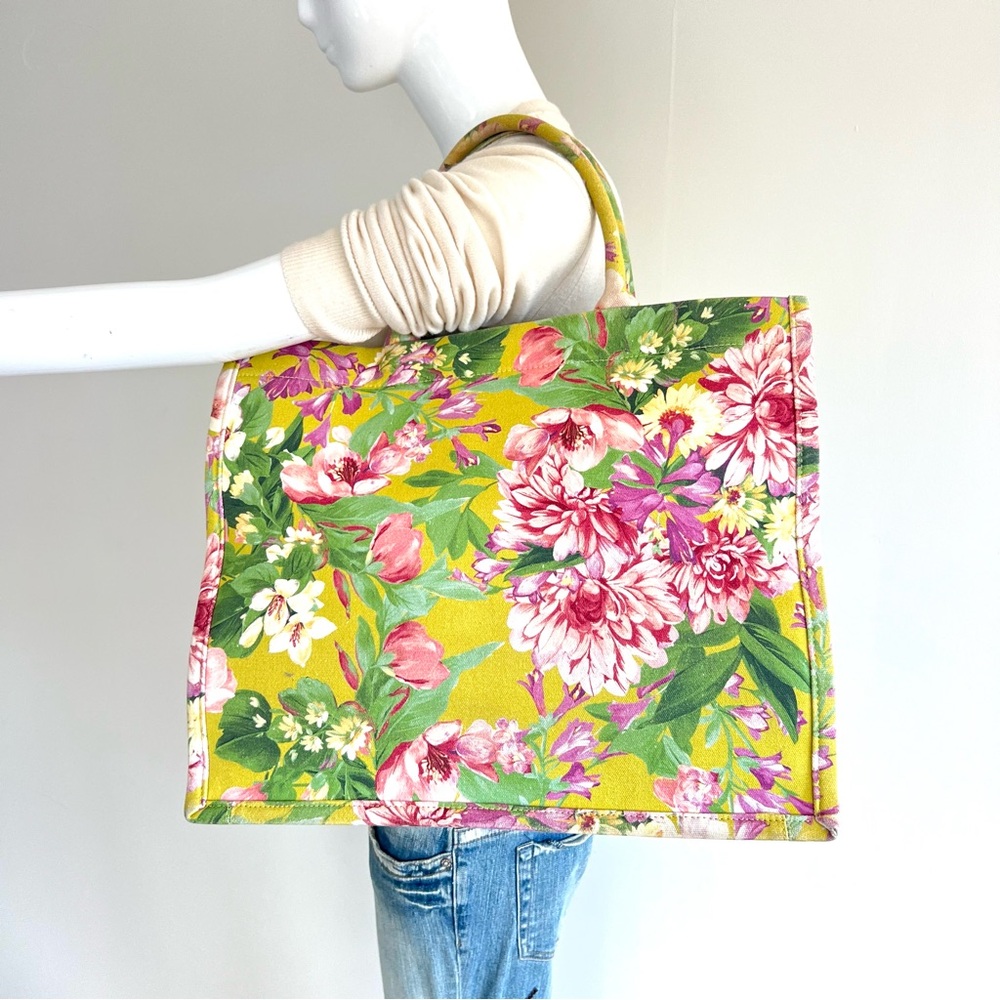 EXPRESS Multicolor Floral Canvas Structured Large Shopping Bag Shoulder Bag Tote